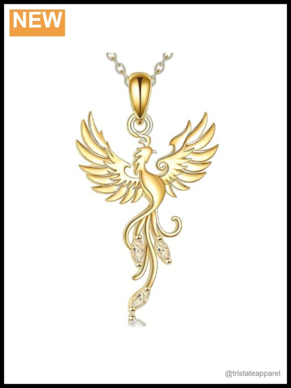 Sterling Silver Phoenix Necklace Gold Plated Pendant w Birthstone